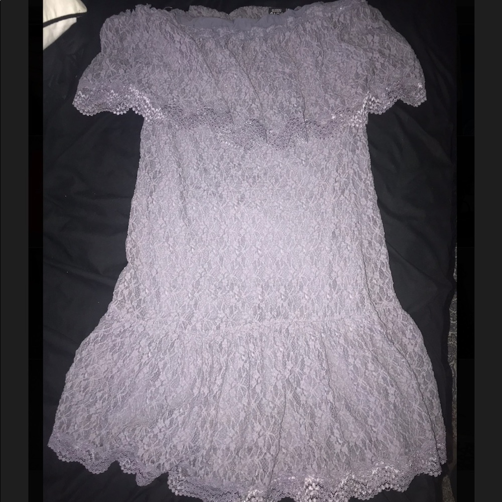 Off the shoulder lace ruffle dress
